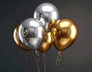 Elegant Gold and Silver Balloons for Celebratory Occasions.
