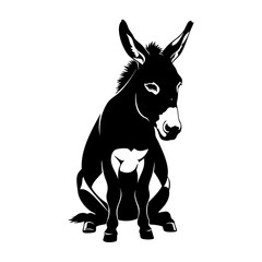 Stubborn Donkey Sitting Silhouette Vector Graphic