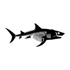 Shark Skeleton Silhouette Vector Illustration