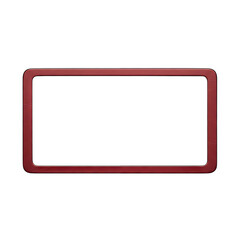 Red Abstract Rectangular Photo Frame with Rounded Corners Casting Shadows Isolated on Transparent Background