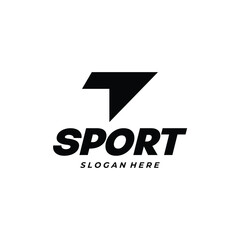 A sports logo with a modern, minimalist design. The main element is a geometric arrow pointing upwards, representing speed, energy, and progress. The icon's shape is crafted with bold lines and sharp 