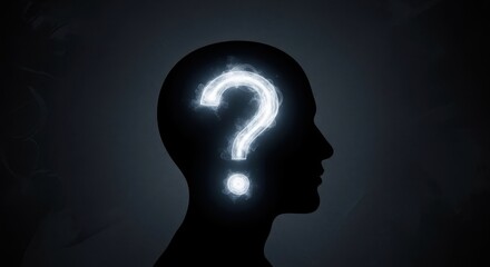 Intriguing silhouette with a glowing question mark symbolizing inquiry and ambiguity of mind