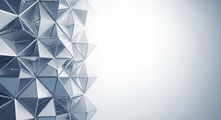 Modern Abstract Geometric Background with Reflective Triangular Facets and Copy Space