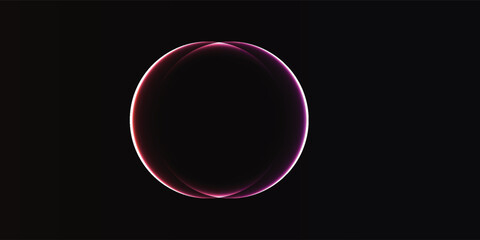 Abstract glowing rings of purple and white light overlapping to form a circular shape on a dark background.