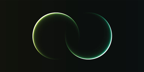 A glowing green infinity symbol formed by two overlapping circles on a dark, minimalist background. © Ahmad