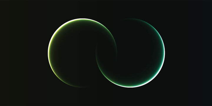 A glowing green infinity symbol formed by two overlapping circles on a dark, minimalist background.