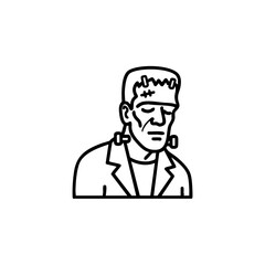 Stitched figure illustration, retro constructed humanoid with bolt neck and sewn outline details, ideal for poster design, article header, and digital illustration in classic creature themes.