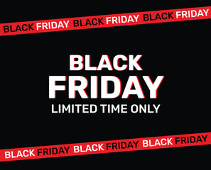 Editable Black Friday Template with black Background. Black Friday Offer. Black Friday red stripes. Promotional Template.  