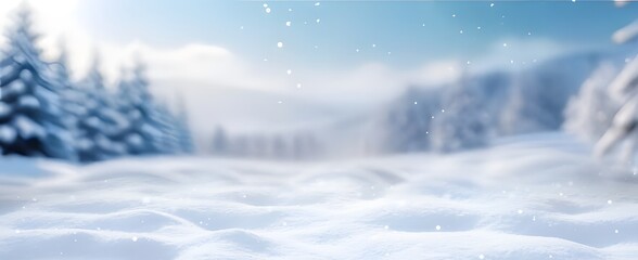A serene winter wonderland with snowcovered trees and a soft, blurred background, creating a peaceful and enchanting scene for holiday designs and backgrounds