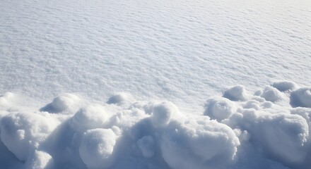 A pristine expanse of fresh, untouched snow, forming gentle mounds and drifts under the soft sunlight, creating a serene and peaceful winter landscape