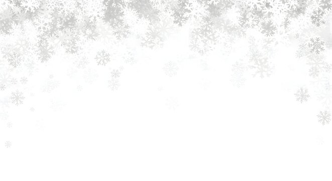 Delicate snowflakes falling gently from above, creating a serene and magical winter scene isolated on white background perfect for adding a touch of winter wonderland
