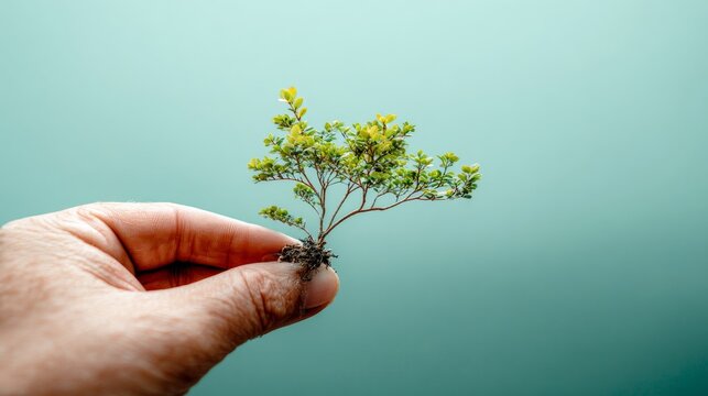 hand holding a small tree seedling