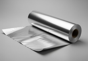 High quality roll of shiny silver aluminum foil for kitchen cooking and wrapping.
