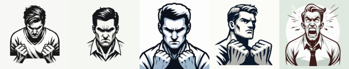 vector image of an angry man with a white background
