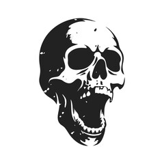 Grunge Hand drawn Detail Skull Head Open Mouth Illustration Icon