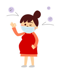 マスクをつけている妊婦さん