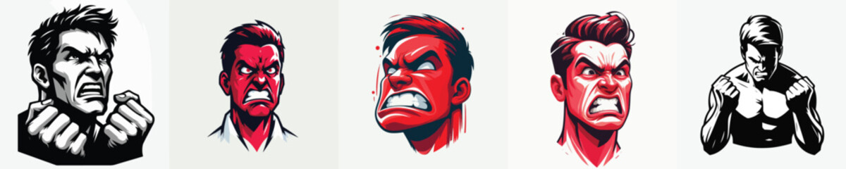vector image of an angry man with a white background