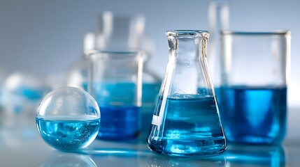 Examining Science Glassware with Liquid in a Laboratory Research Setting