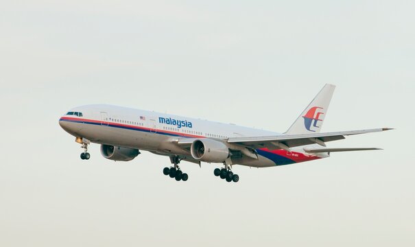 Boeing 777-200ER (9M-MRQ) MAS lands at KLIA, Malaysia. Similar plane MH17 was shot down in Ukraine-Russian border.