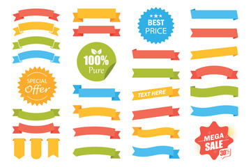 Ribbon1. Various ribbon and badge set stock illustrations.