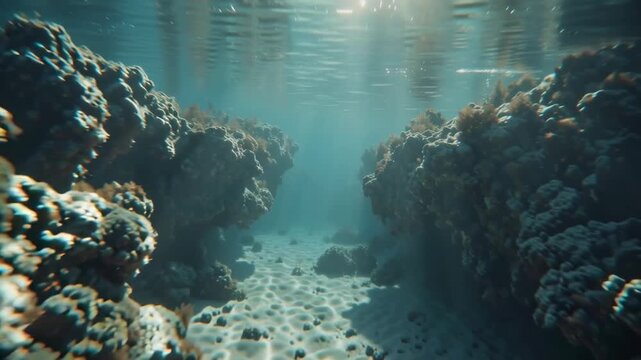 Underwater Scene Ocean Floor, Sunlight, Sea Life, Nature