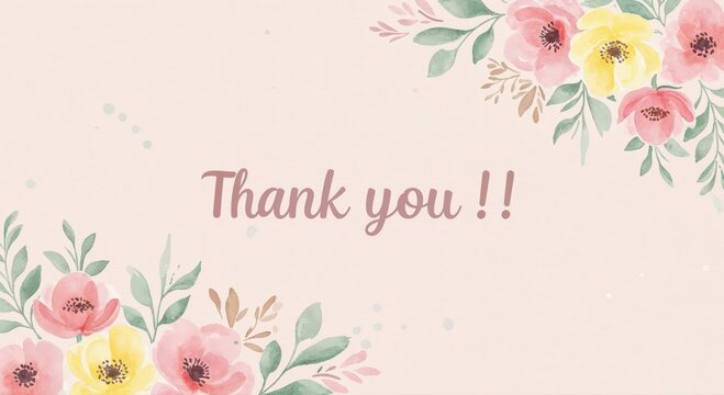 Thank You with Floral Background: A graceful thank you message, gracefully woven amid delicate floral arrangements on a warm-toned backdrop.