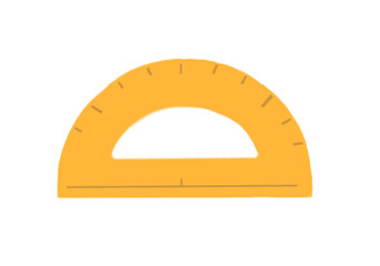 A transparent PNG of a protractor for precise angle measurement and educational use.