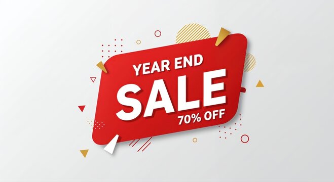 Year End Sale Banner: A vibrant year-end sale banner, showcasing a prominent Sale message with a significant discount. Perfect for attracting customers during the festive season.