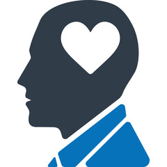 Silhouette Head Profile With Heart Shape Inside The Brain Area Representing Love And Care On A Transparent Background
