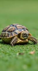 Obraz premium Tranquil turtle basking on verdant lawn contemplating existence beneath the open sky