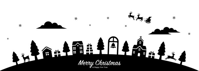 Horizontal vector illustration with Christmas motifs