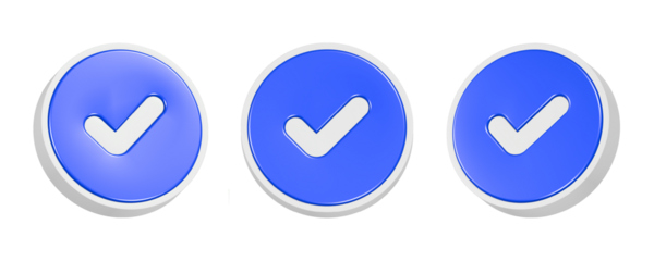 3d rendering icon  checklist button in blue color