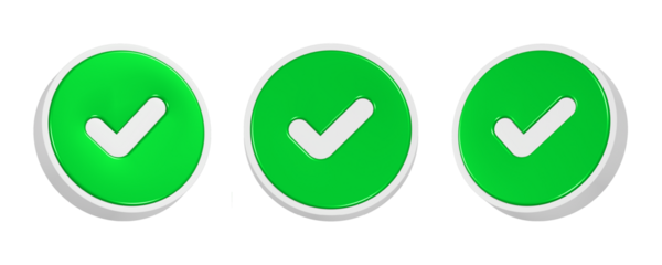 3d rendering icon checkmark button in green color