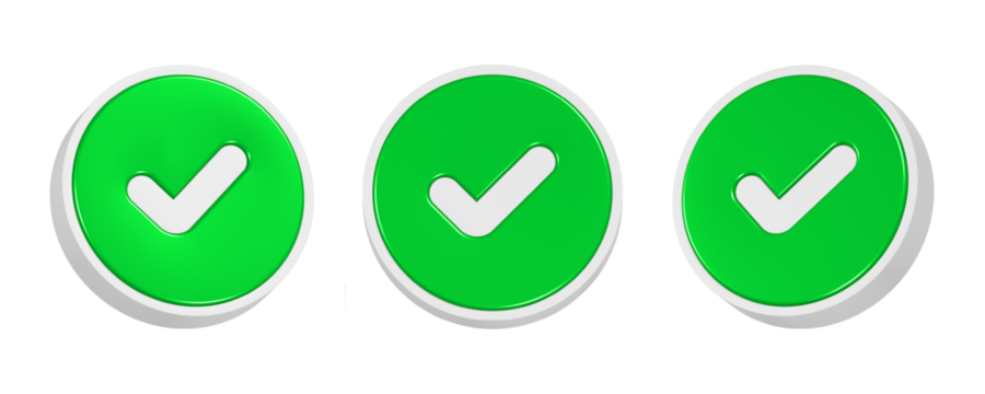 3d rendering icon checkmark button in green color