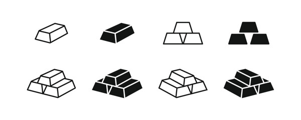 Gold bar icon set vector. Gold bar stack icon. Bullion and ingot symbol. Gold bullion icon