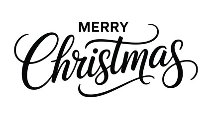 Elegant Merry Christmas Hand-Lettered Typography Design in Black Script Style, Decorative Festive Holiday Text Suitable for Seasonal Greeting Cards, Winter Posters, and Celebration Graphics © Zavivec