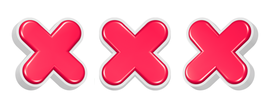 3d rendering icon cross mark in red color - Powered by Adobe