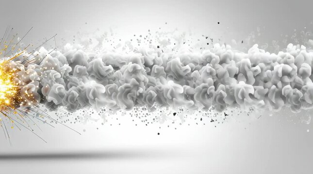 first person pov a golden bullet flying against a white background, with sparks and smoke coming from the tip of the gun shell. the design is simple, with clean lines and sharp edges, creating a flat,