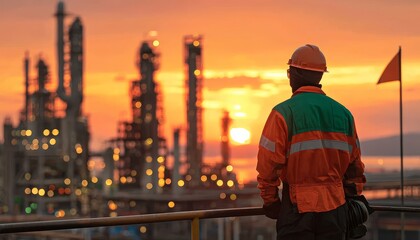 The Petrobras company flag stands proudly amid the sunset, reflecting the intersection of labor and nature.