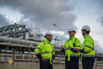 Refinery industry, engineer working in industrial production, oil and gas refinery plant industry factory, Petrochemical plant