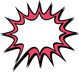 Pink and black comic book explosion speech bubble pop art graphic