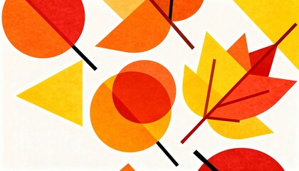 Abstract Geometric Autumn Leaves - Fall Season Design