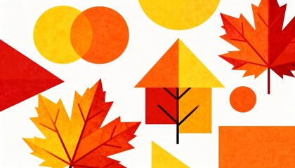 Abstract Geometric Autumn Leaves - Fall Season Design