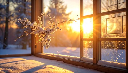 Winter Sunrise Through Window - A Cozy Morning Scene.