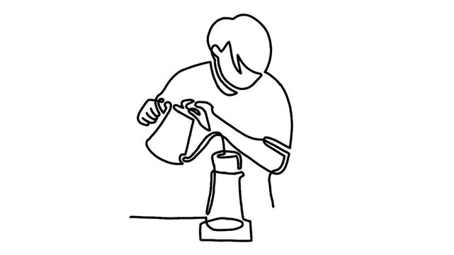 continuous line of barista at work in a cafe