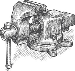 Robust bench vise tool used for securing objects in various industrial tasks