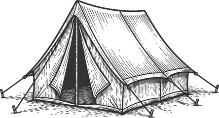 Vintage outdoor tent illustration for camping and adventure travel concepts