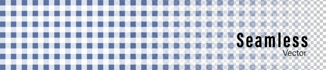 Seamless pattern of fading blue squares on a transparent background, vector graphic.