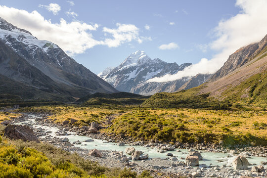 Mt Cook from Hooker valley, Canterbury, New Zealand
