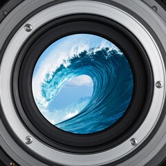 Ocean wave photography through camera lens seascape nature photography concept art
